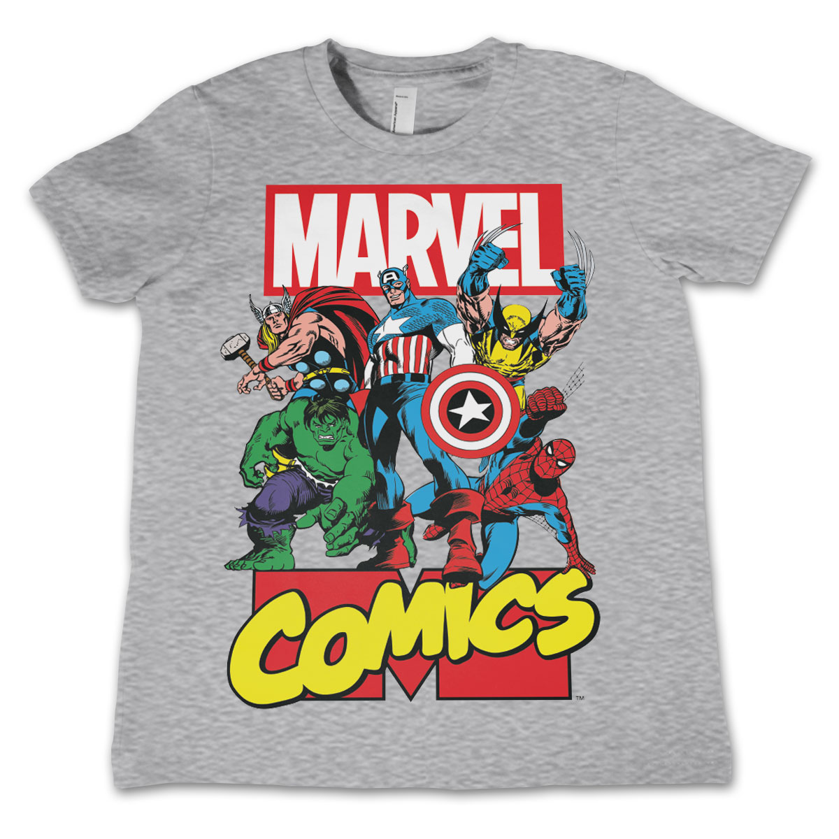 Marvel Comics S-XL The Avengers Herren Logo 4 Characters T-Shirt Grau 