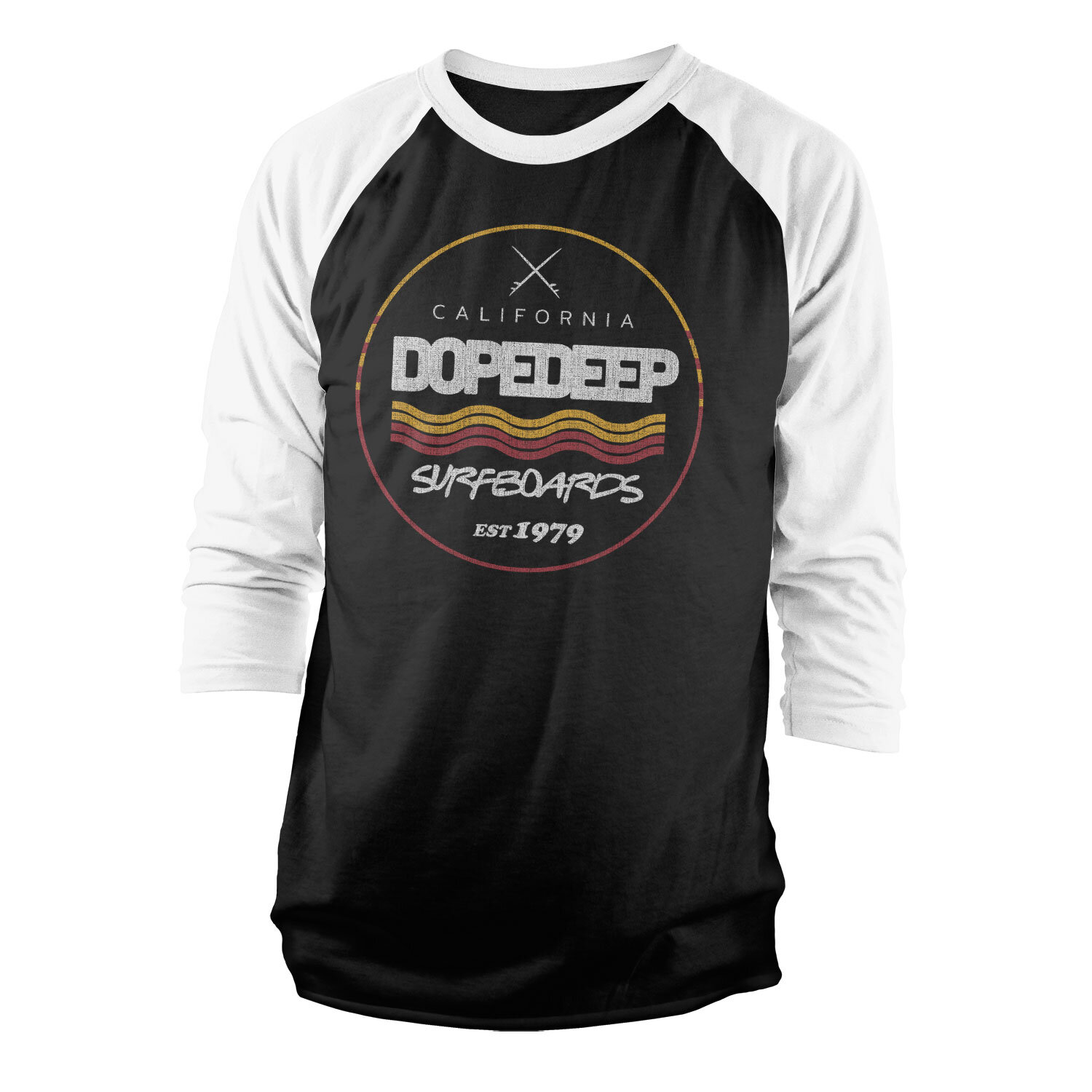 DopeDeep Surfboards Since 1979 Baseball 3/4 Sleeve Tee