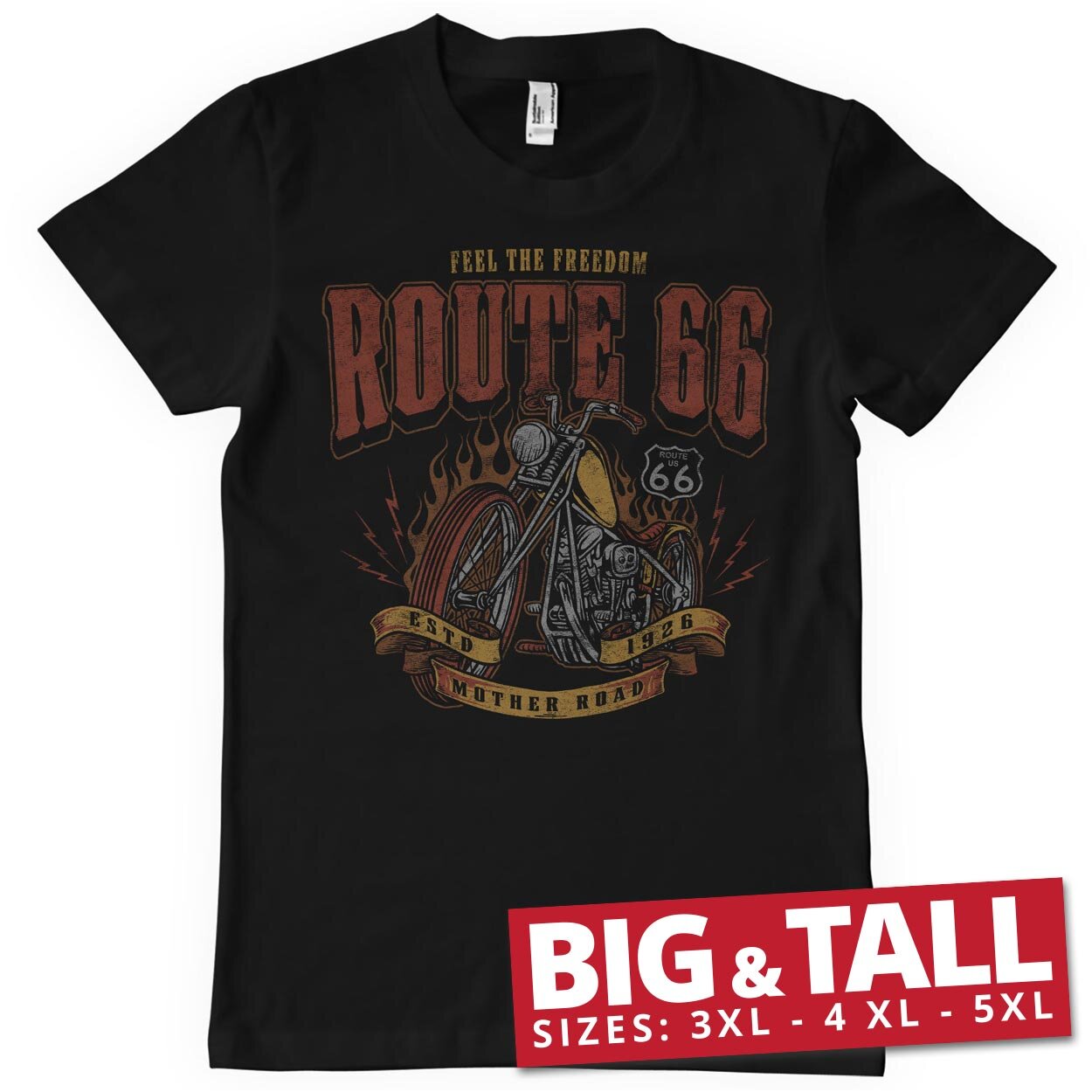 Route 66 - Golden Chopper Big & Tall T-Shirt
