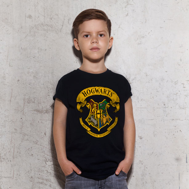 Officially Licensed Harry Potter Hogwarts Crest Kids T-Shirt Age 3-12 Years 